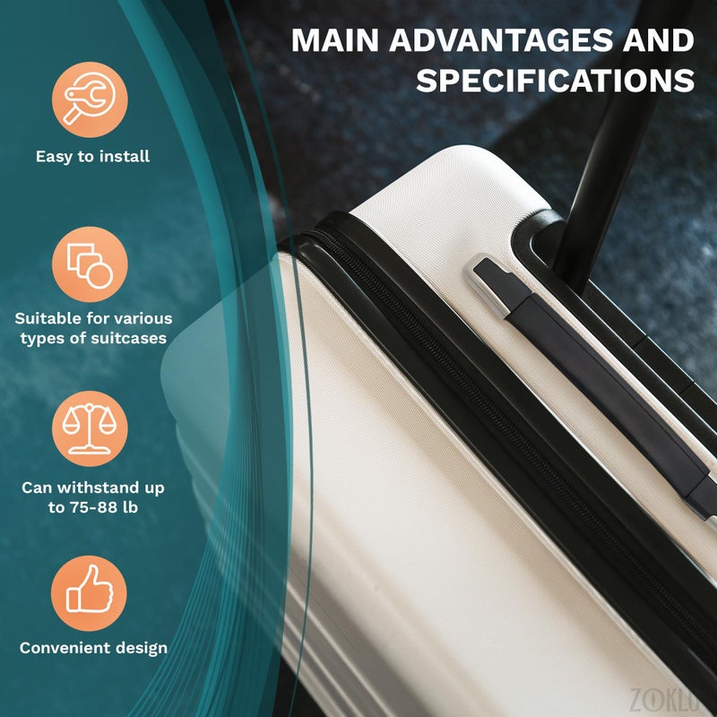 ZOKLU 2 Pcs Luggage Handle Replacement â€“ Durable Suitcase Handle Replacement with Screws, Fits Holes 8.9" Apart, Overall Length 9.56", One Size for Suitcases, Bags, Briefcases â€“ Easy for Luggage Repairs - Image 4